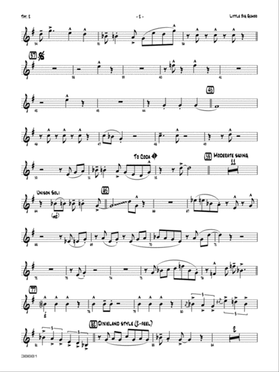 Little Big Gumbo: 2nd B-flat Trumpet Jazz Ensemble scores gallery preview page 2