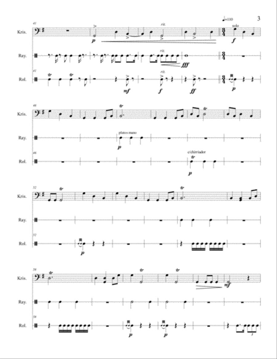 Estudio Corto para Tres -percussion. Score and parts. Small Ensemble scores gallery preview page 3