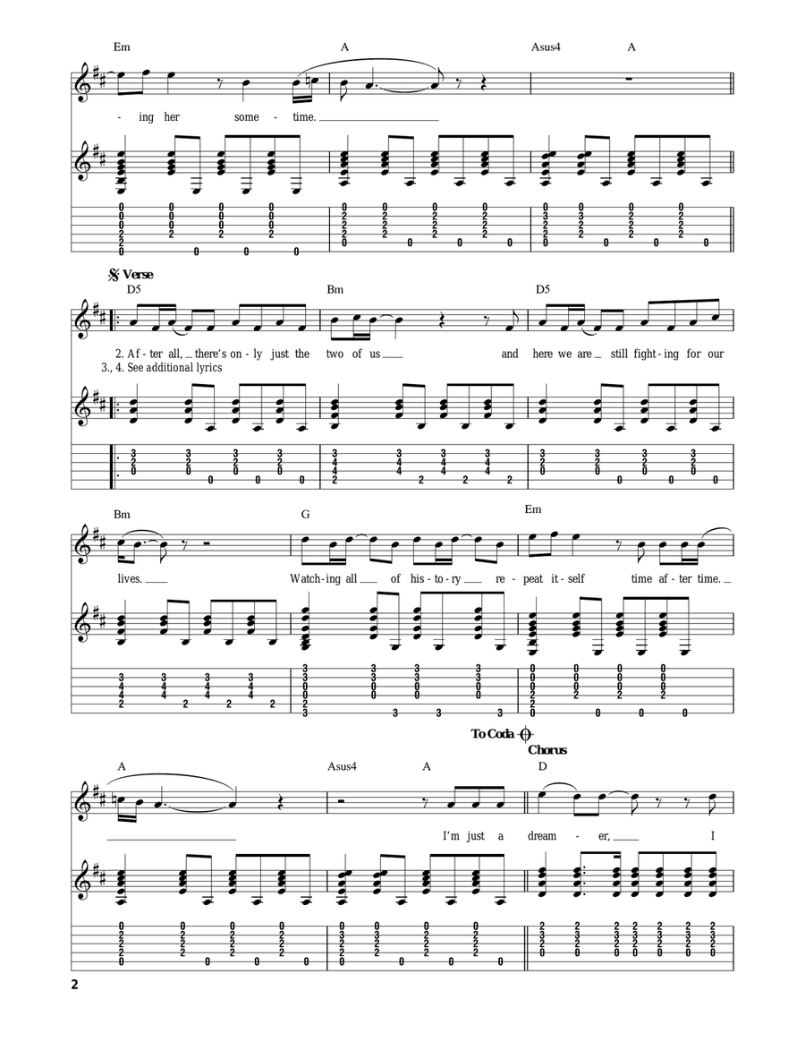 Dreamer Acoustic Guitar scores gallery preview page 2