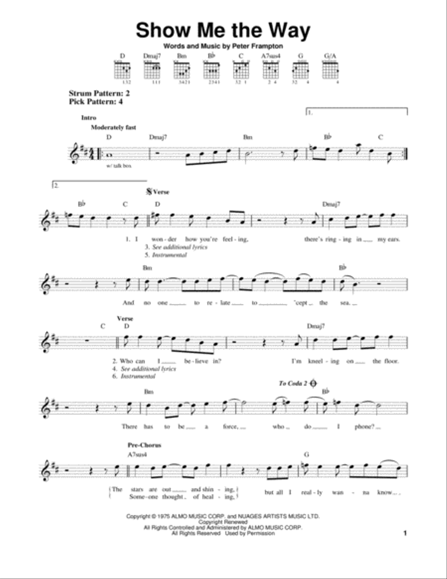 Show Me The Way Acoustic Guitar scores gallery preview page 1