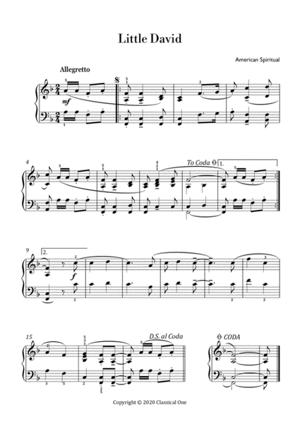 American Spiritual - Little David (Easy piano arrangement) image number null