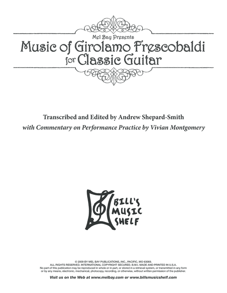Music of Girolamo Frescobaldi For Classic Guitar