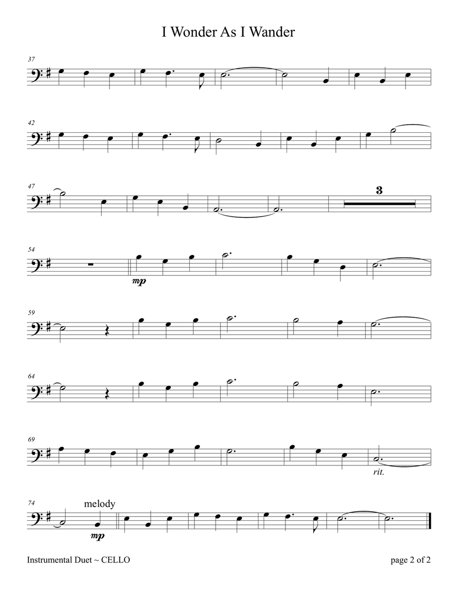 I Wonder As I Wander Piano scores gallery preview page 2