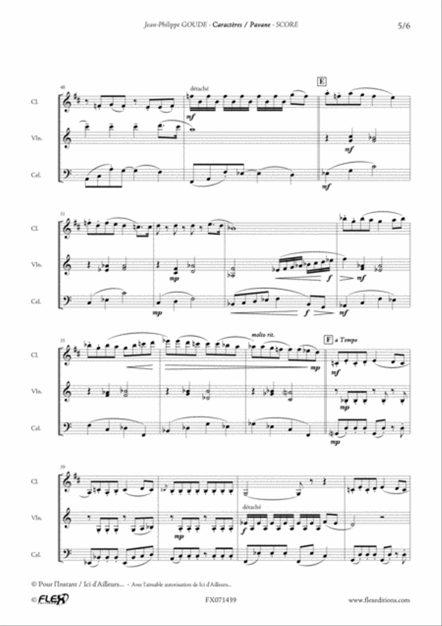Caracteres Pavane B-Flat Clarinet scores gallery preview page 5
