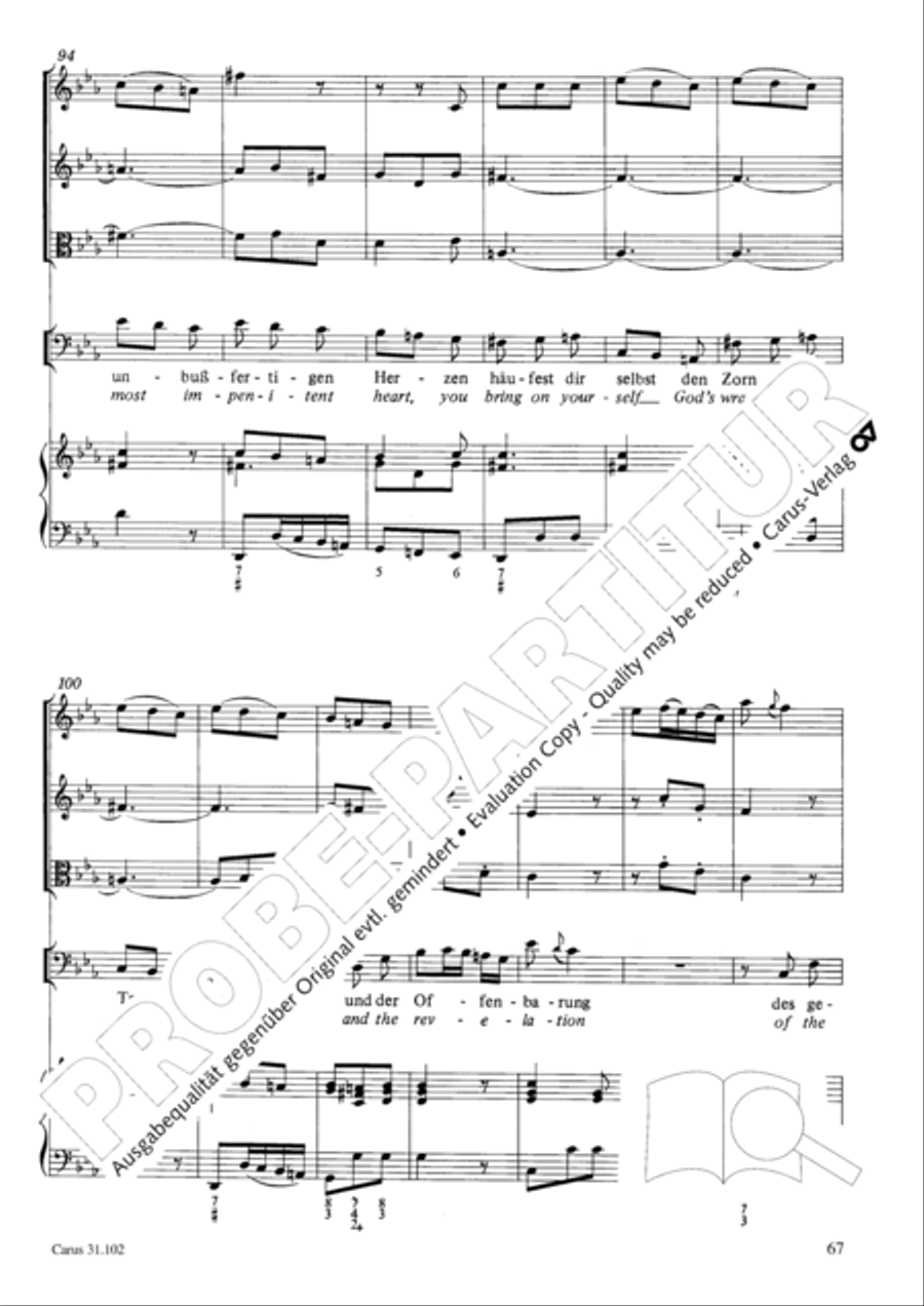 Lord God, your eyes are seeing truth in trusting (Herr, deine Augen sehen nach dem Glauben) ATB scores gallery preview page 68