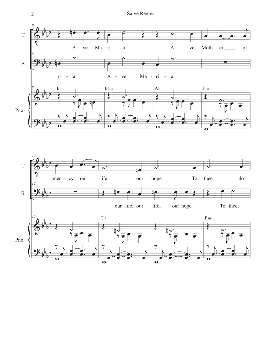 Salve Regina in A-flat (Duet for Tenor and Bass solo) Tenor Voice scores gallery preview page 2