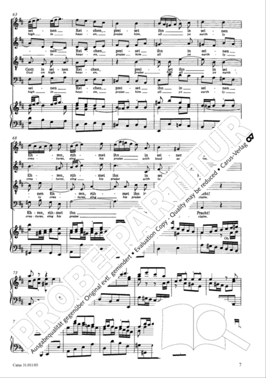 Lobet Gott in seinen Reichen (Himmelfahrtsoratorium) 4-Part scores gallery preview page 8