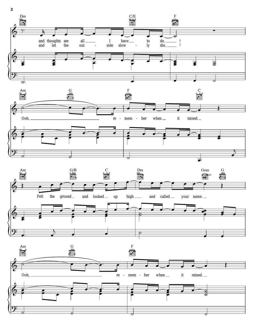 Remember When It Rained Piano, Vocal, Guitar scores gallery preview page 2