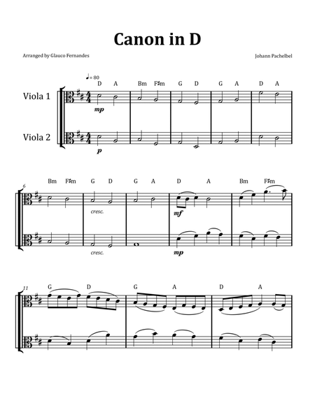 Canon by Pachelbel - Viola Duet with Chord Notation image number null