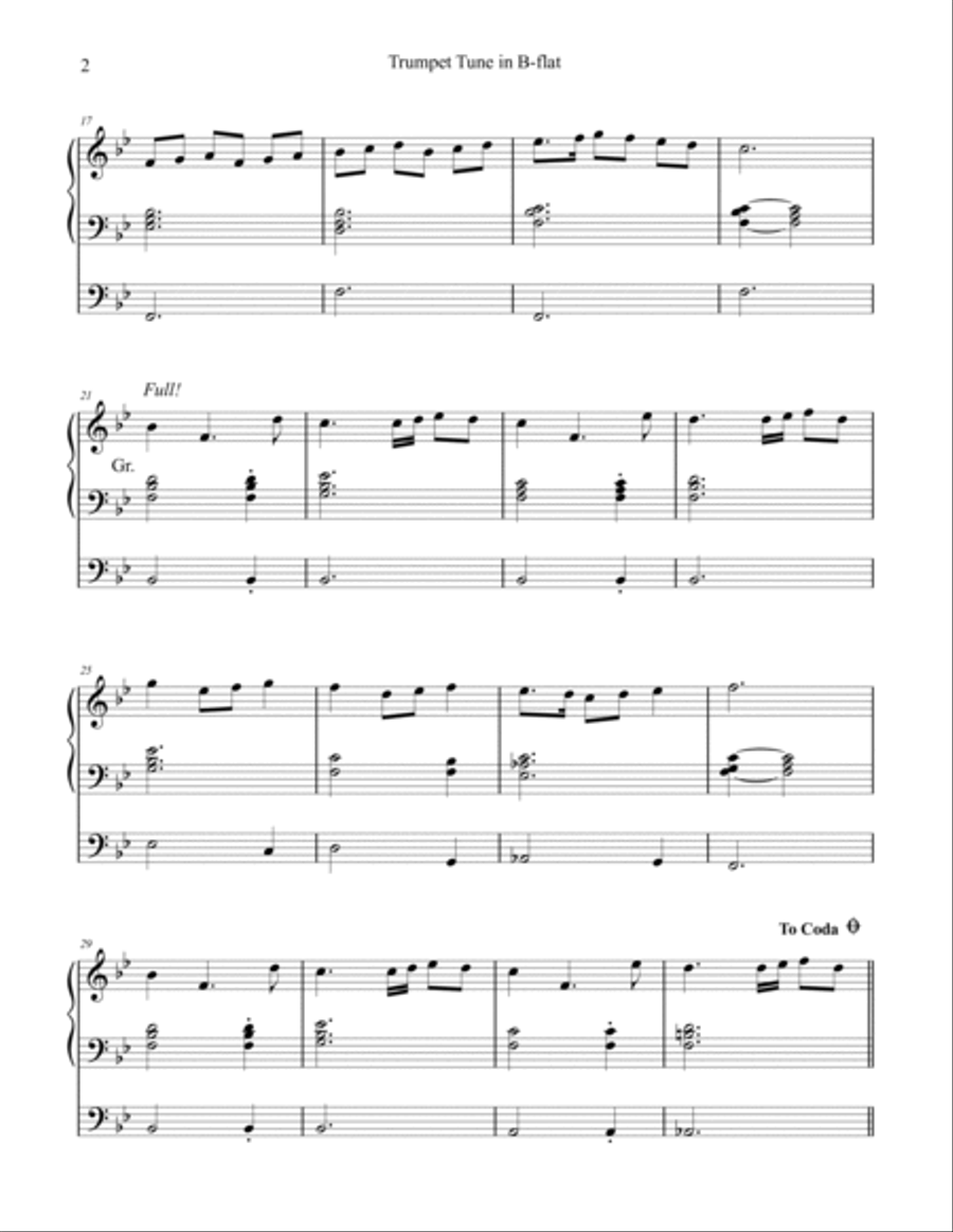 Trumpet Tune in B-flat, organ work by Phil Lehenbauer Trumpet scores gallery preview page 3