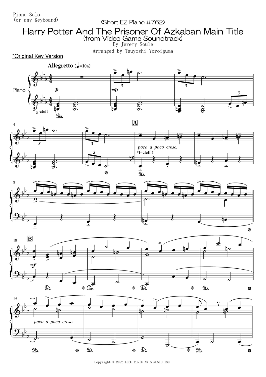 Harry Potter And The Prisoner Of Azkaban Easy Piano scores gallery preview page 1