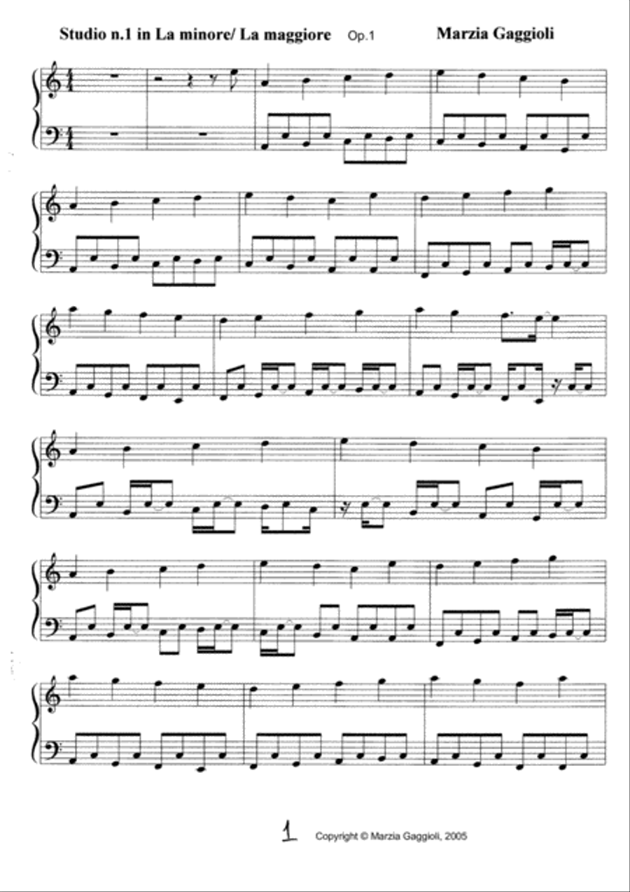 Studio Op.1 No.1 in La Minore / La Maggiore Piano Method scores gallery preview page 1