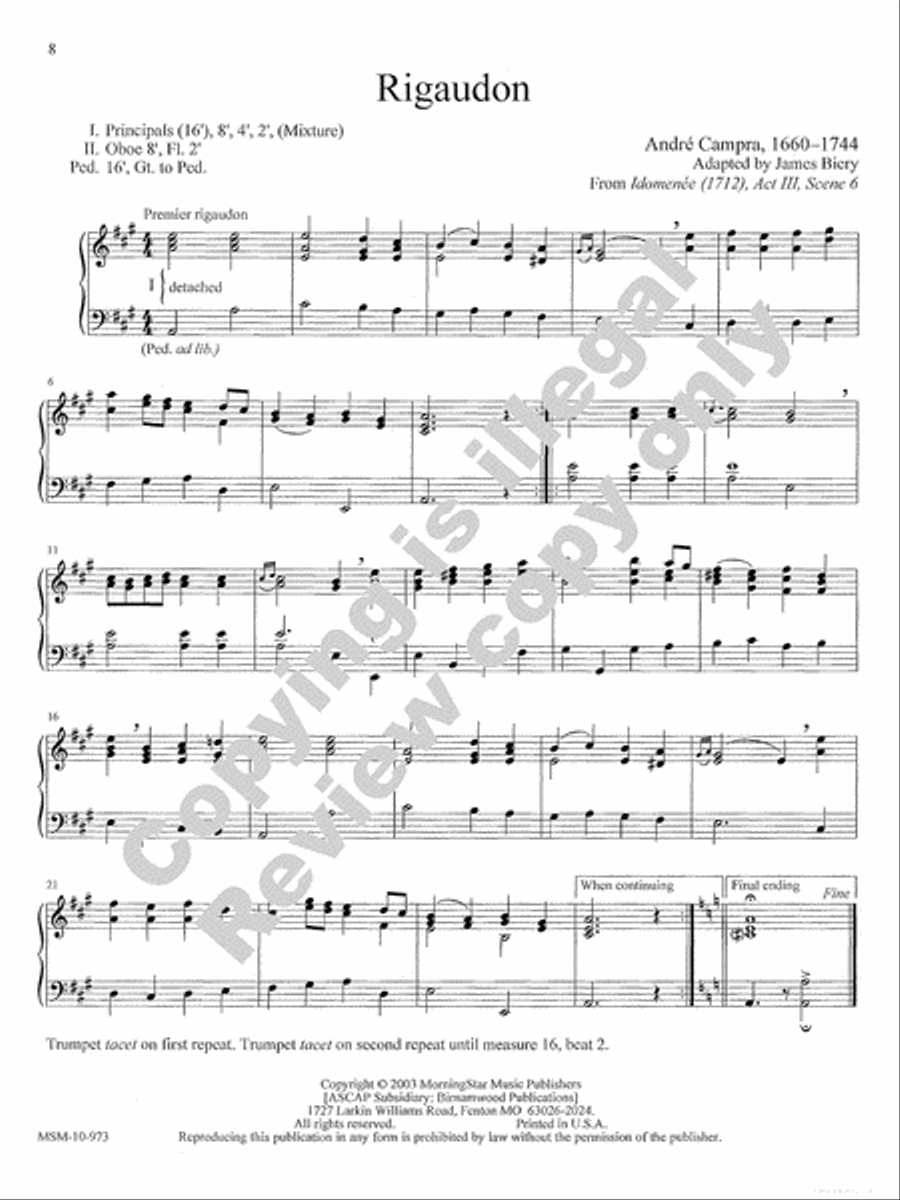 Rigaudons for Weddings and Service Playing Trumpet scores gallery preview page 6