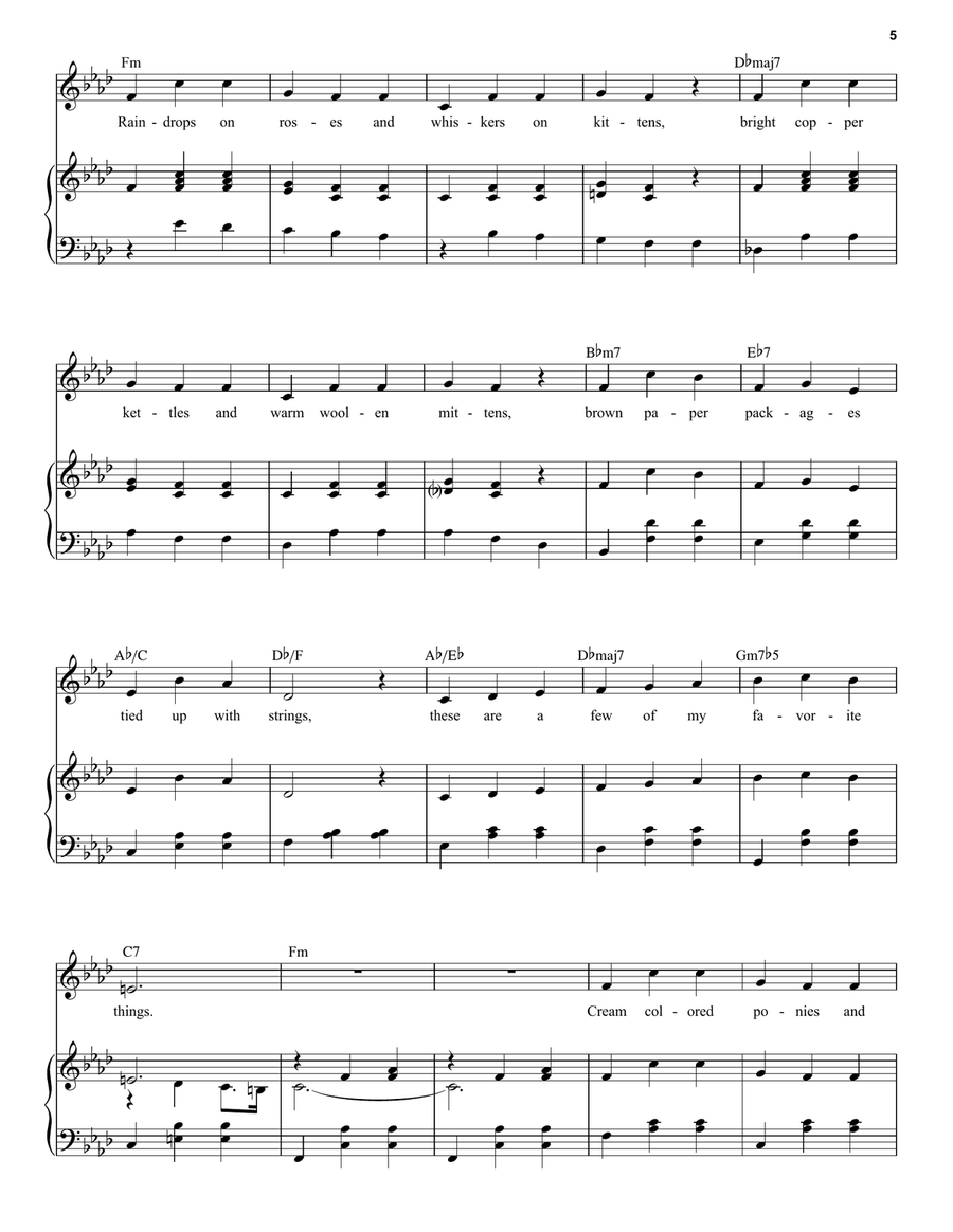 My Favorite Things (from The Sound of Music) Voice scores gallery preview page 5