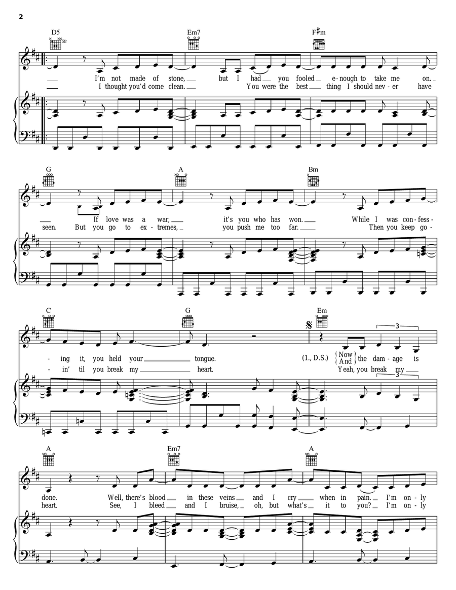Human On The Inside Piano, Vocal, Guitar scores gallery preview page 2