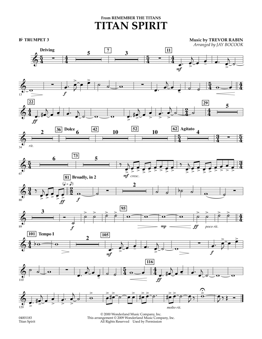 Titan Spirit (Theme from "Remember the Titans") - Bb Trumpet 3