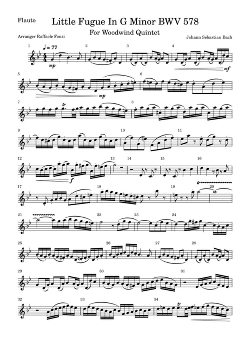 Little Fugue In G Minor (Woodwind Quintet) image number null