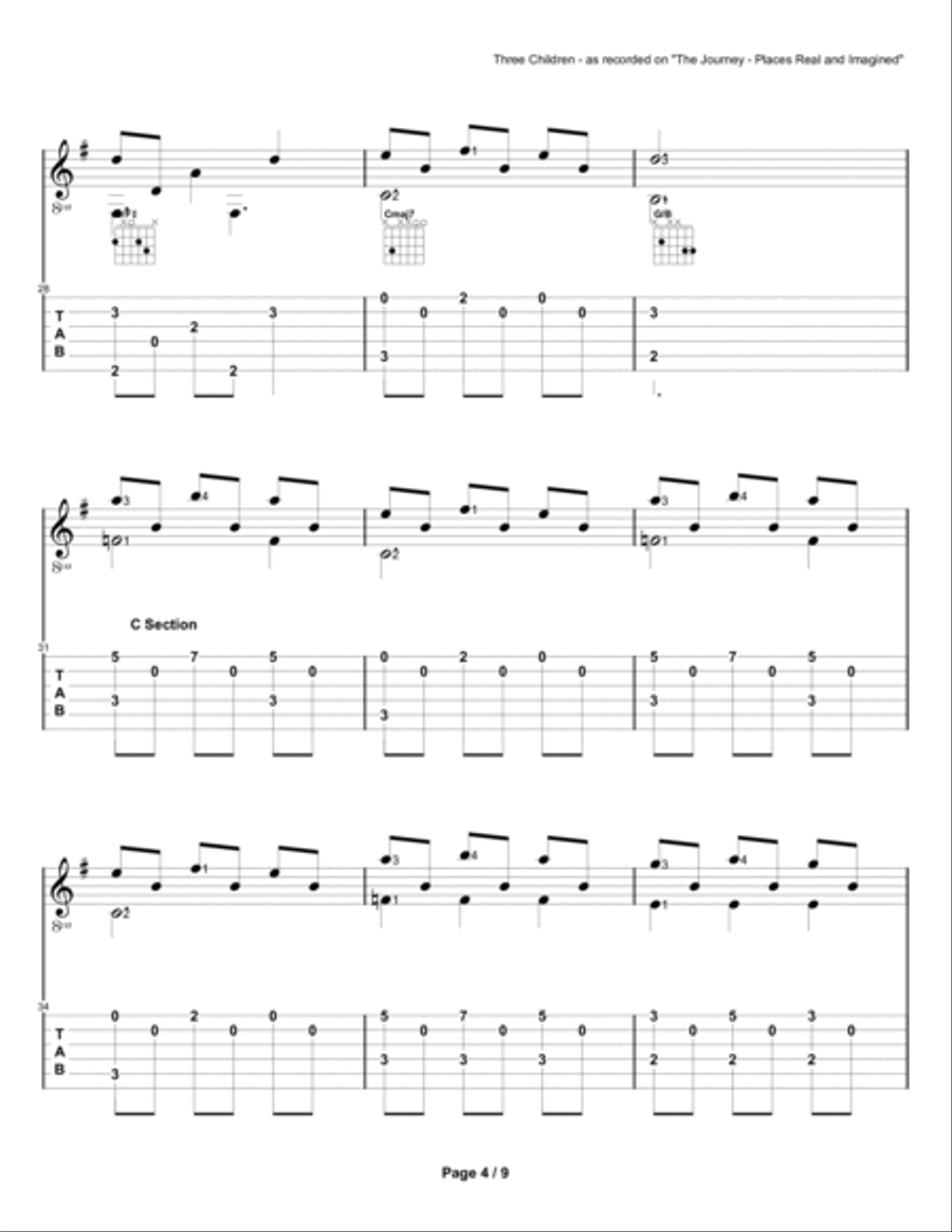 Three Children as recorded on The Journey - Places Real and Imagined Acoustic Guitar scores gallery preview page 4