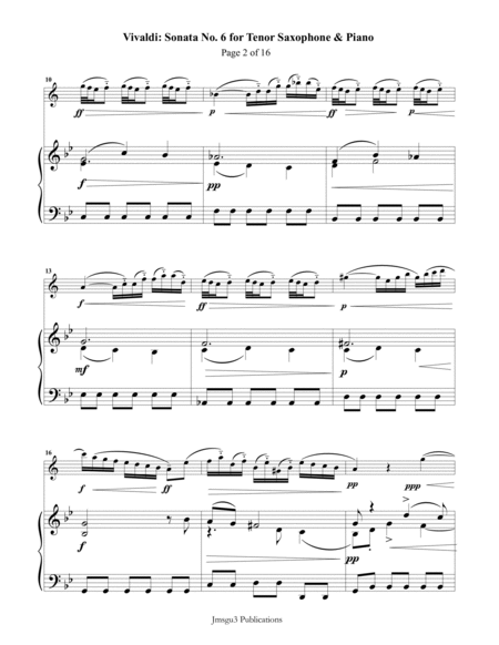 Vivaldi: Sonata No. 6 for Tenor Sax & Piano image number null