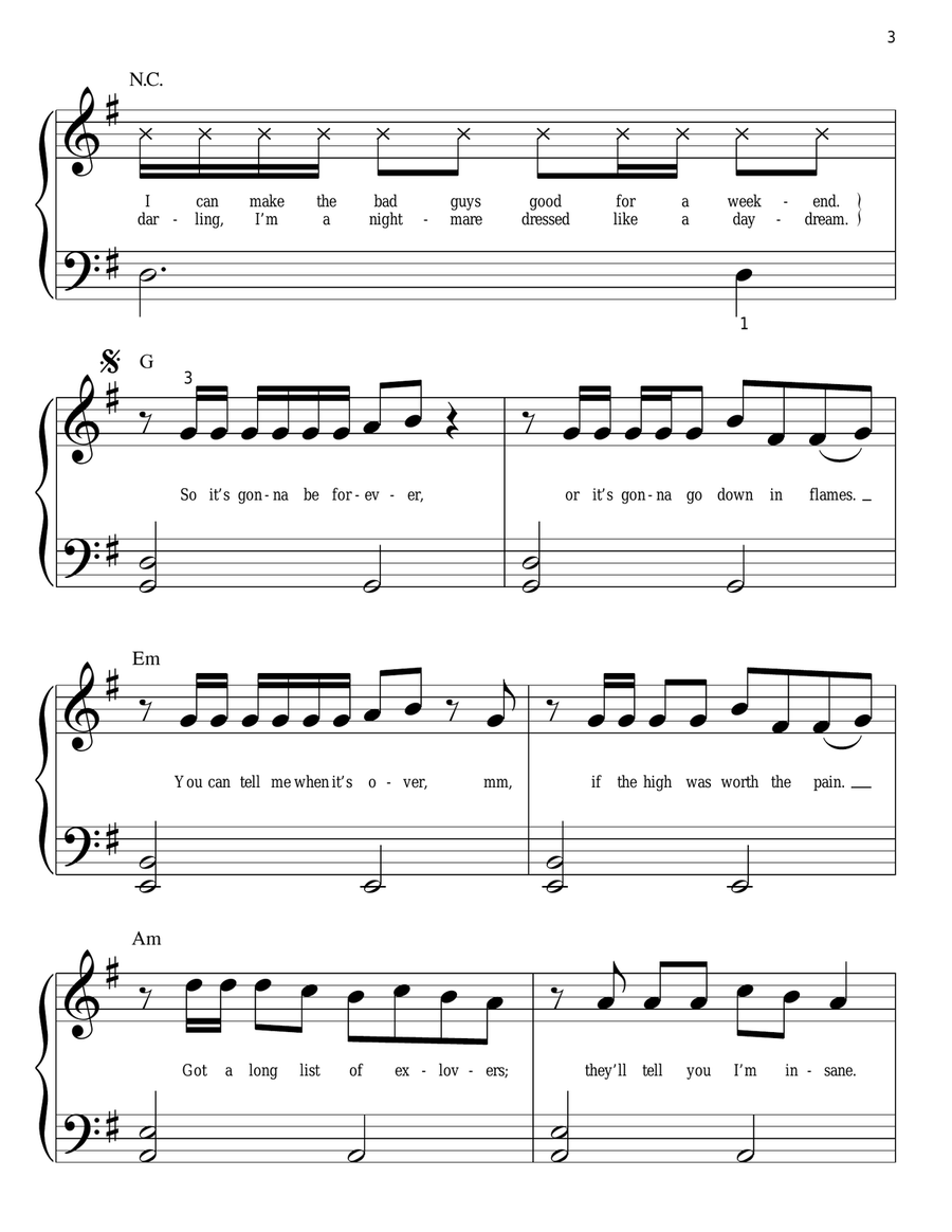 Blank Space Blank Space Easy Piano scores gallery preview page 3