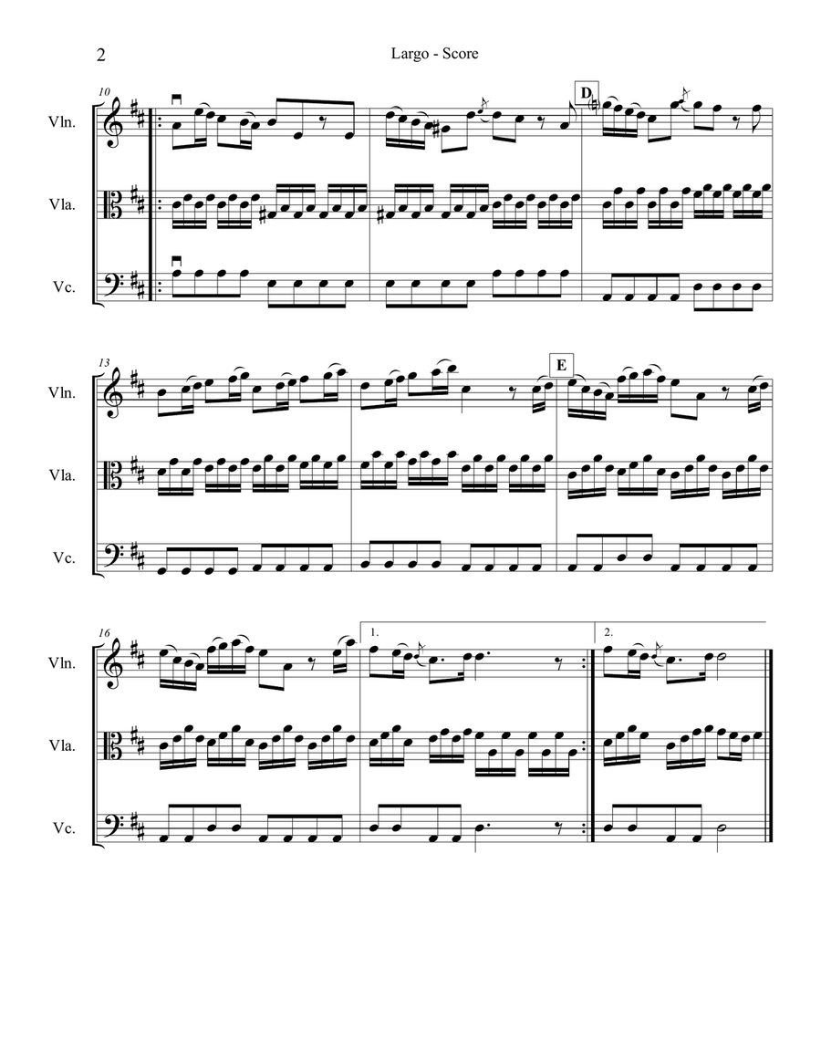 Vivaldi Winter (Largo) for String Trio String Trio scores gallery preview page 2