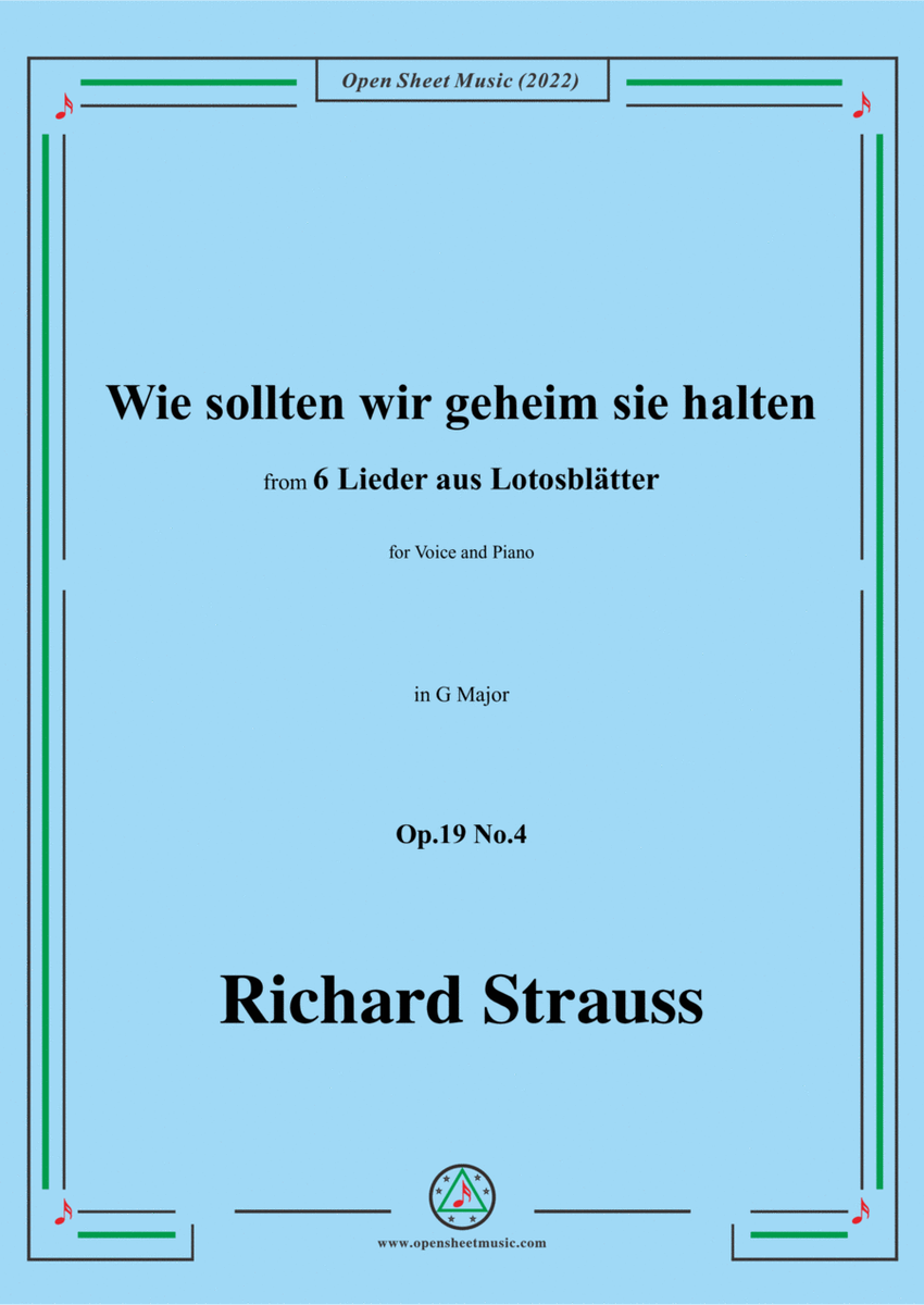 Richard Strauss-Wie sollten wir geheim sie halten,in G Major image number null
