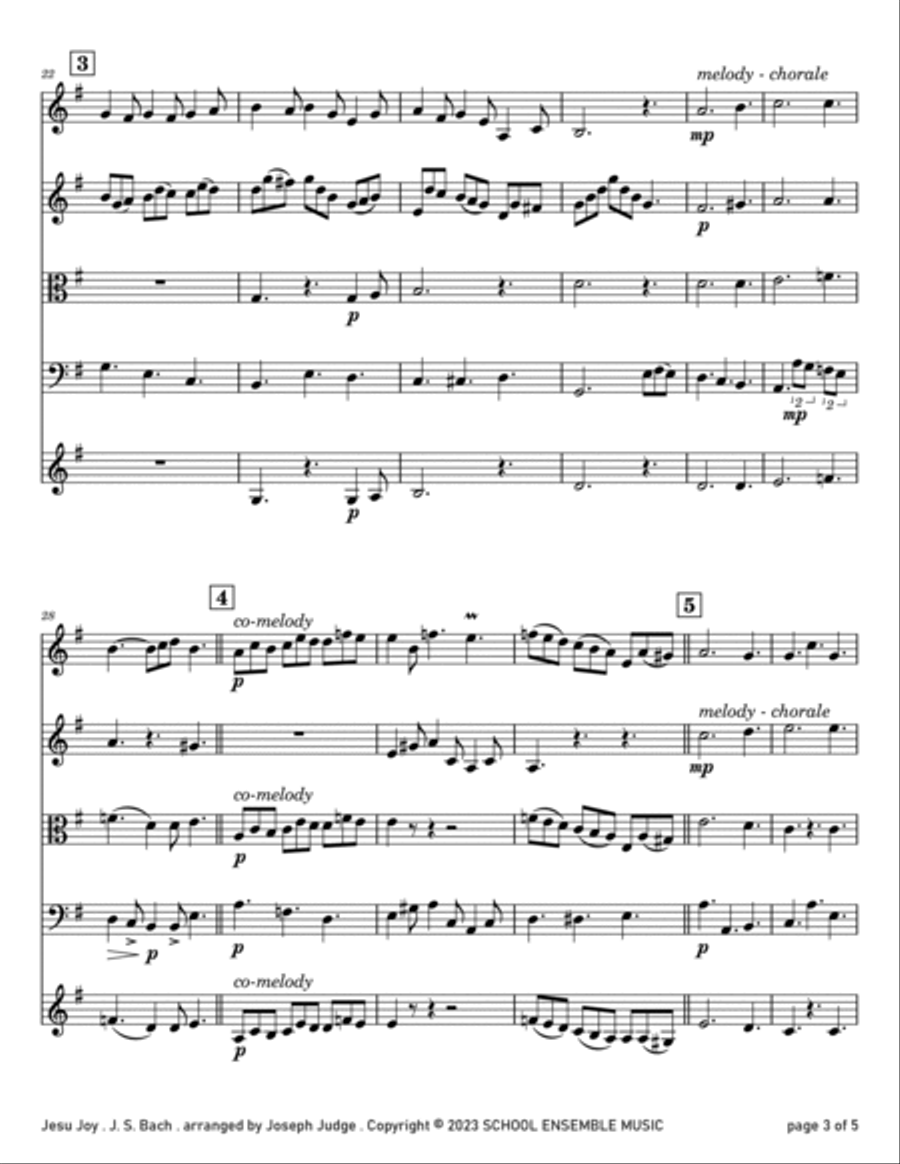 Jesu Joy by Bach for String Quartet in Schools String Quartet scores gallery preview page 3