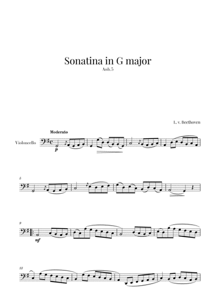 Beethoven - Sonatina in G Major (for Cello) image number null