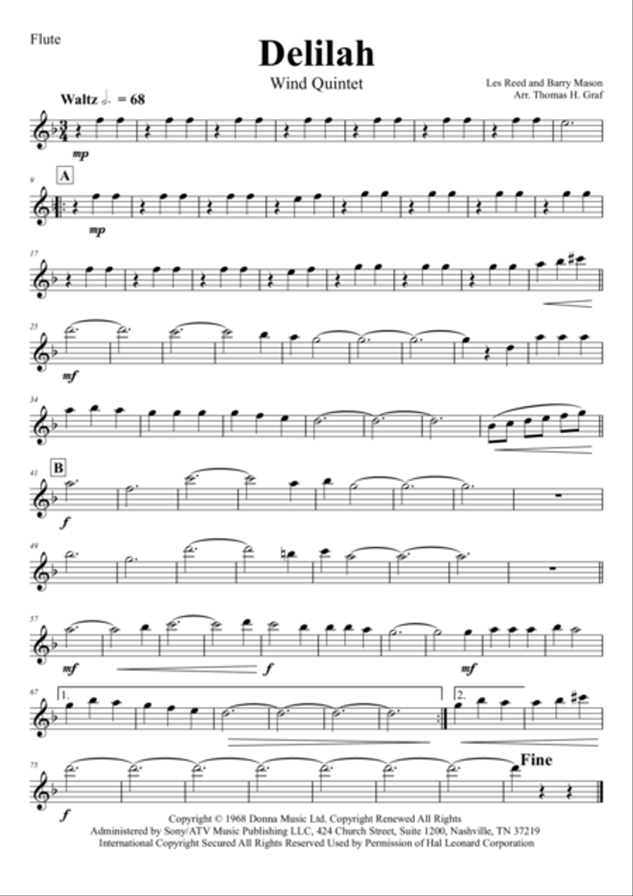 Delilah Woodwind Quintet scores gallery preview page 4