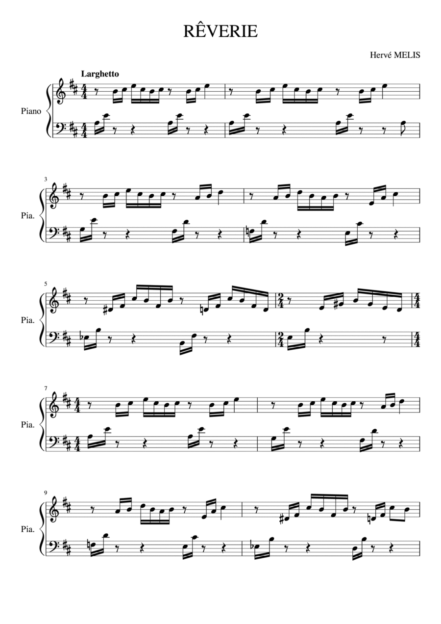 Rêverie Piano Solo scores gallery preview page 1
