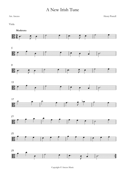 purcell z 646 a new irish tune Viola and Cello sheet music for beginners image number null