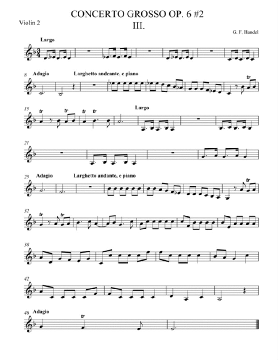 Concerto Grosso Op. 6 #2 Movement III String Orchestra scores gallery preview page 4