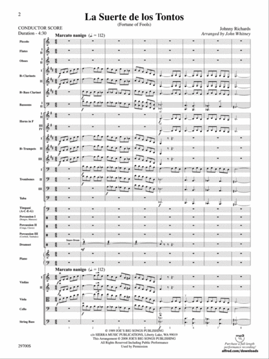 La Suerte de los Tontos (Fortune of Fools) Full Orchestra scores gallery preview page 2
