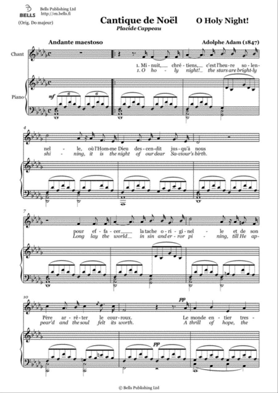 O Holy Night! (D-flat Major) Voice Solo scores gallery preview page 1