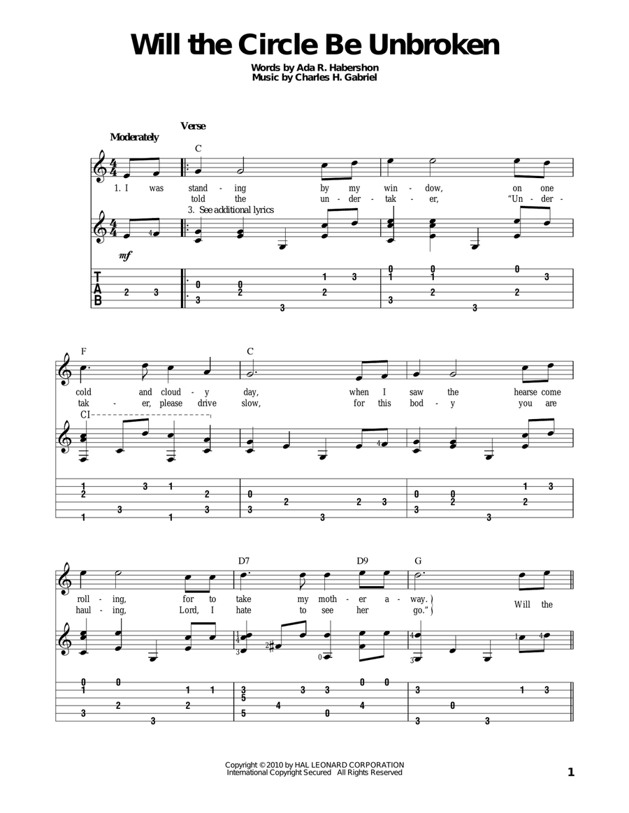 Will The Circle Be Unbroken Acoustic Guitar scores gallery preview page 1
