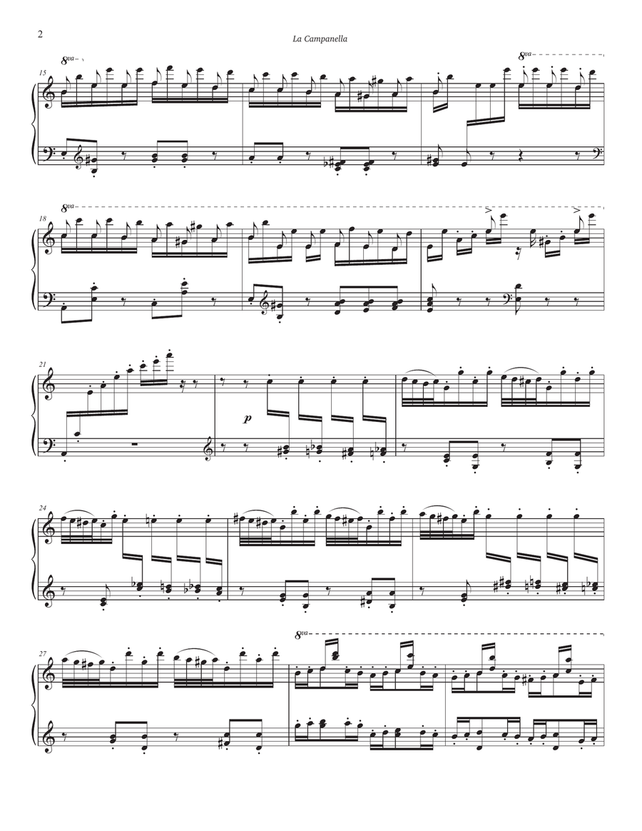 La Campanella (Advanced Intermediate) - Easy key (A minor) Piano Solo scores gallery preview page 2