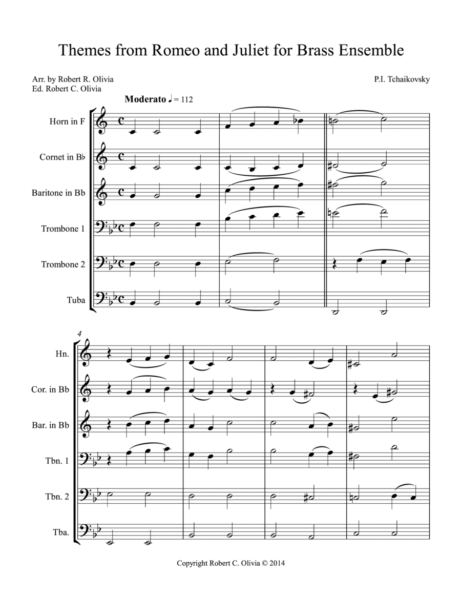 Themes from Romeo & Juliet for Brass Ensemble Brass Ensemble scores gallery preview page 1