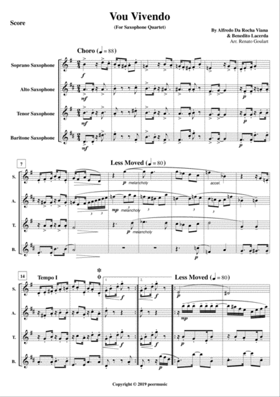 Vou Vivendo Vou Vivendo Woodwind Quartet scores gallery preview page 2