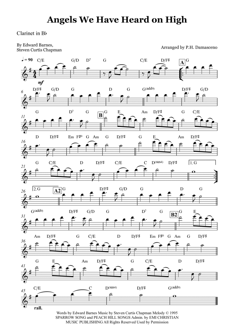 Angels We Have Heard On High Clarinet Solo scores gallery preview page 1