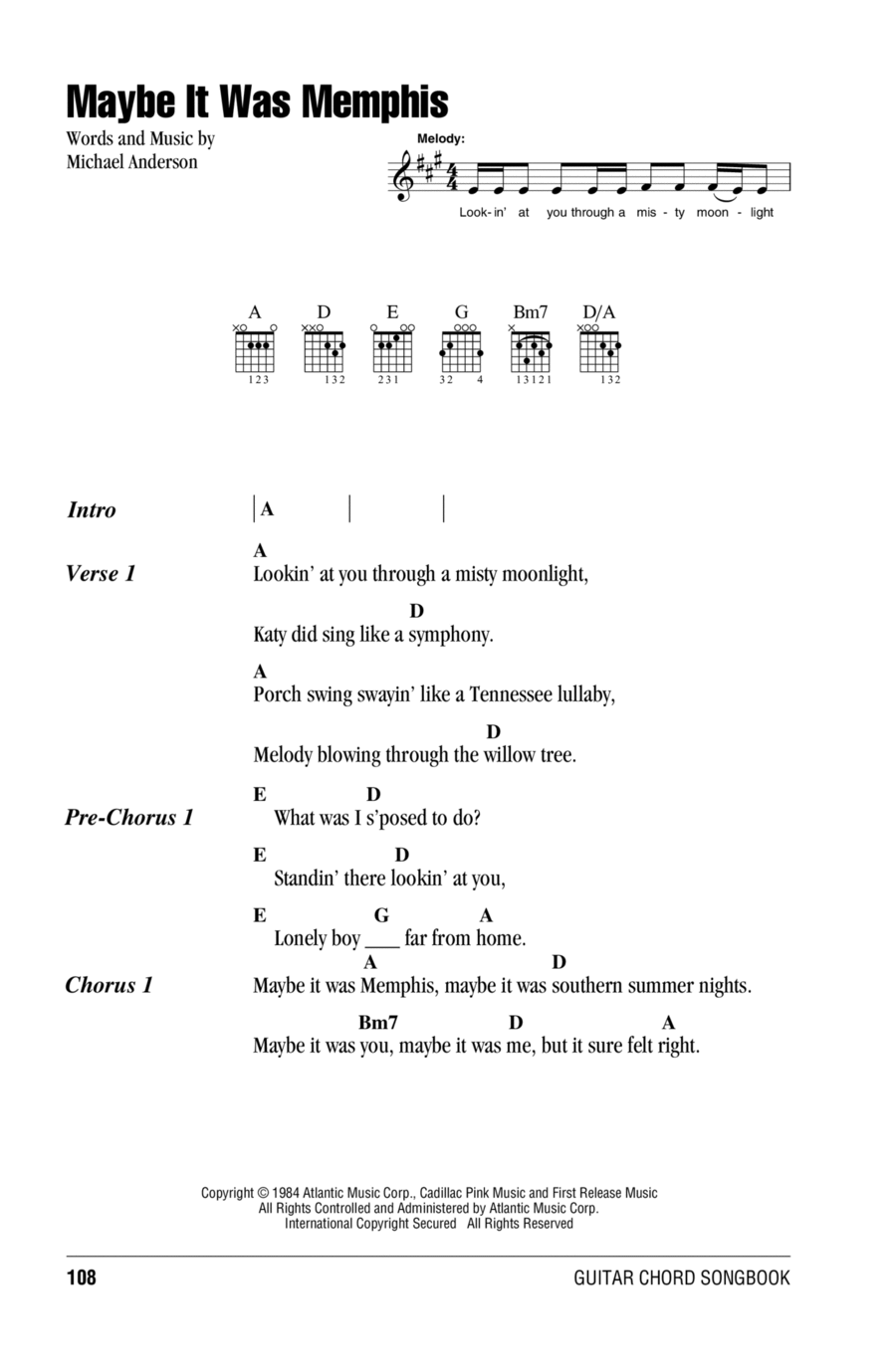 Maybe It Was Memphis Acoustic Guitar scores gallery preview page 1