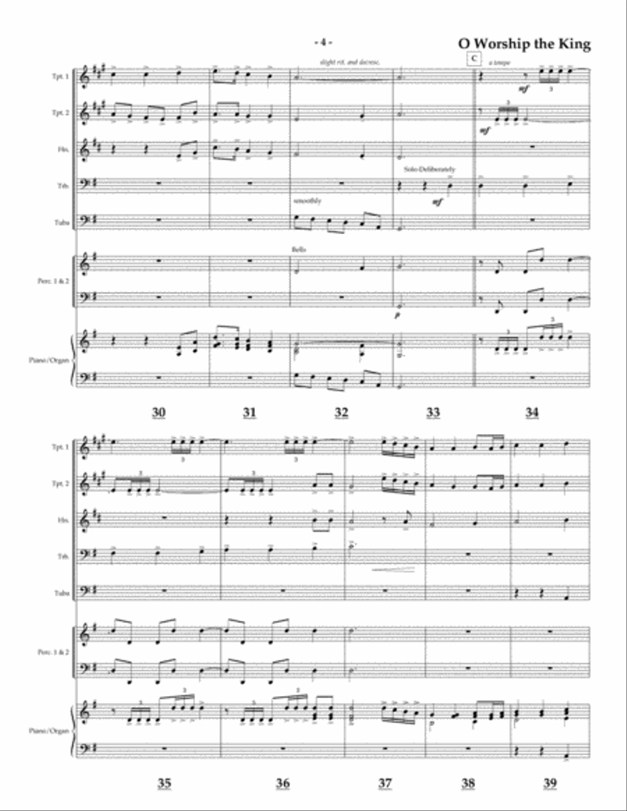 O Worship the King for Brass Quintet Brass Quintet scores gallery preview page 4