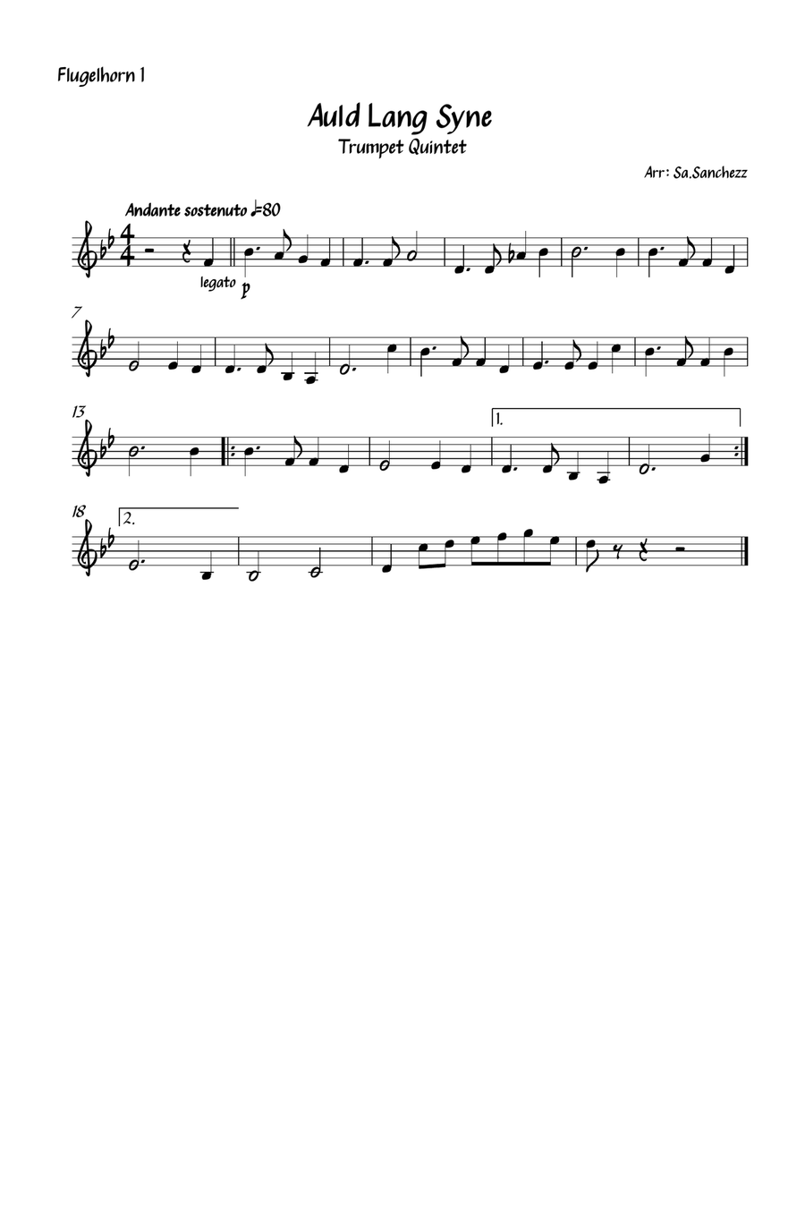 Auld Lang Syne Trumpet Quintet Brass Quintet scores gallery preview page 5