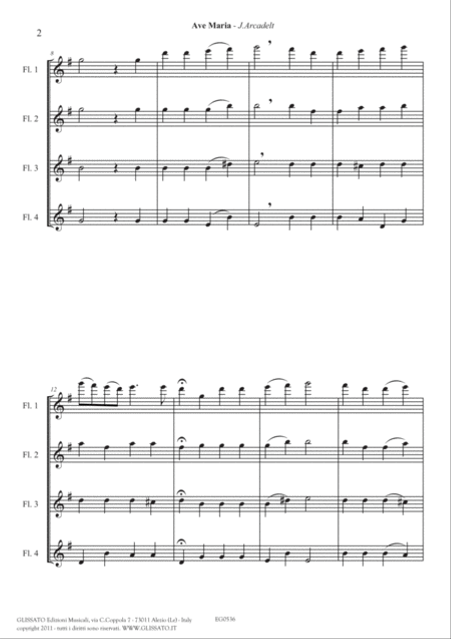 Ave Maria (Arcadelt) - Flute Quartet score & parts Flute Quartet scores gallery preview page 5
