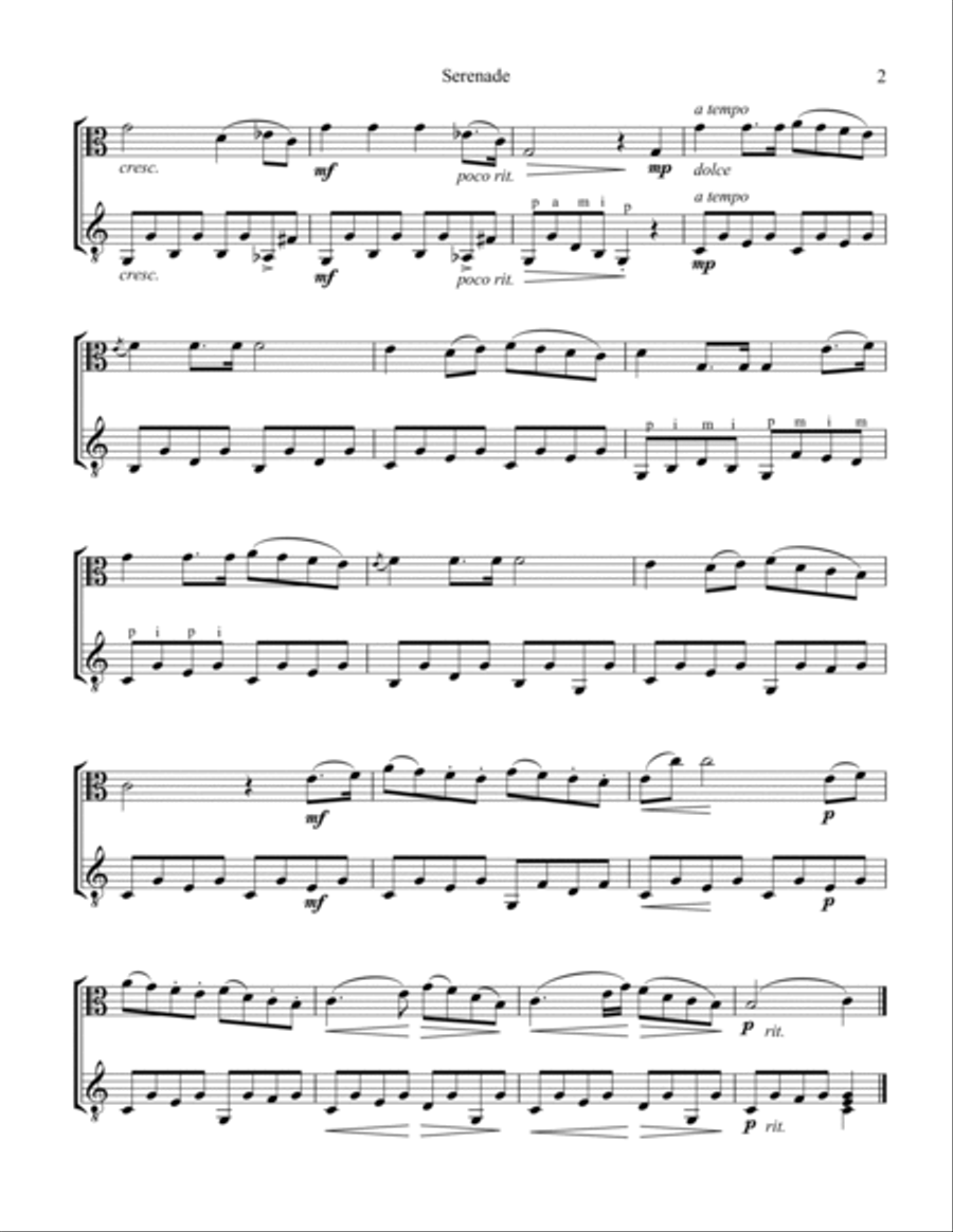Serenade (abridged) for viola and easy guitar String Duet scores gallery preview page 3