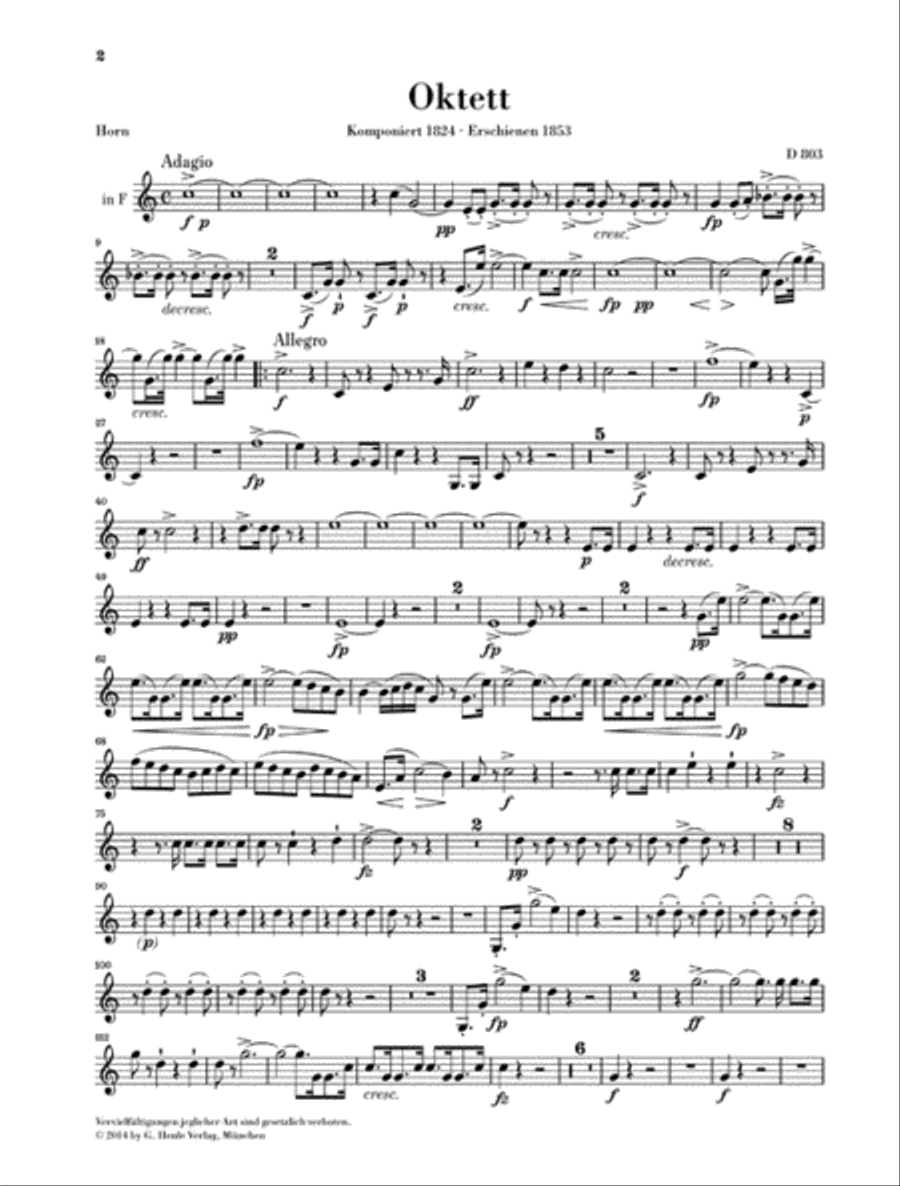 Octet in F Major D 803 Set of Parts scores gallery preview page 8