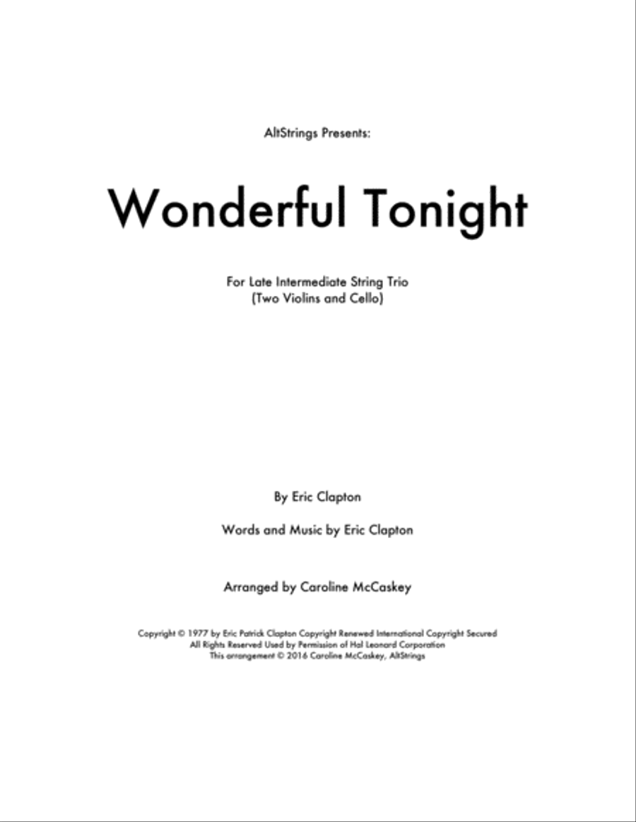Wonderful Tonight String Trio scores gallery preview page 1