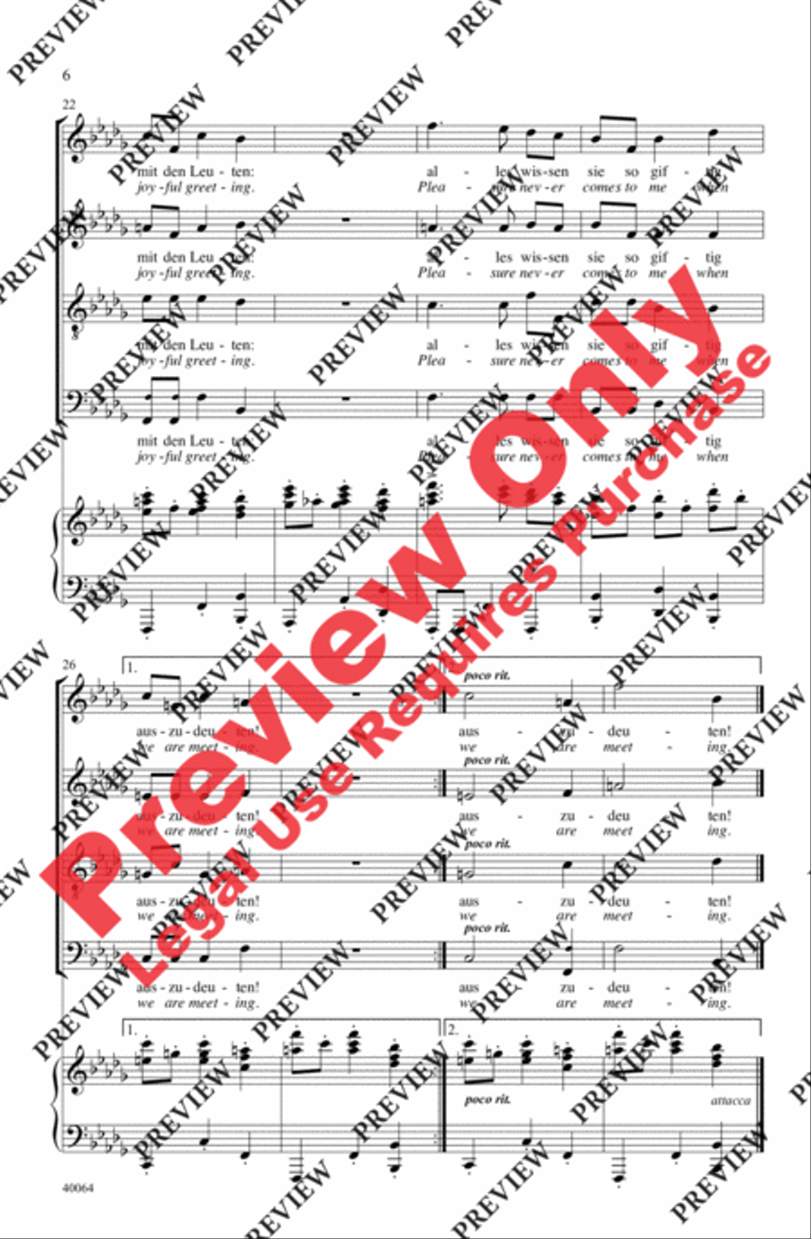 Three Liebeslieder Waltzes (from Liebeslieder Walzer, Opus 52) 4-Part scores gallery preview page 6