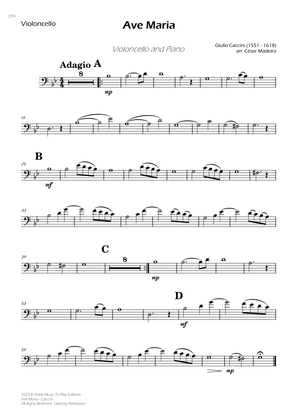 Caccini - Ave Maria - Cello and Piano (Individual Parts)