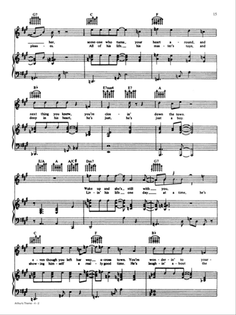 Arthur's Theme (Best That You Can Do) Piano, Vocal, Guitar scores gallery preview page 2
