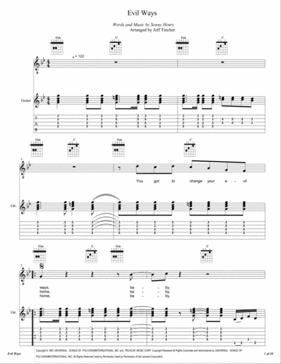 Evil Ways Electric Guitar scores gallery preview page 2